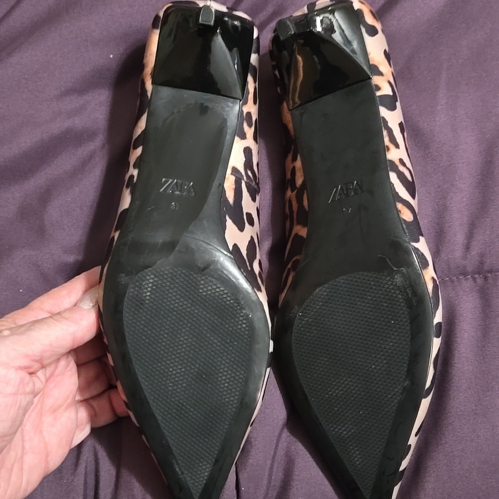 Zara Leopard Print Kitten Heels Size 37/US 6.5 - Picture 6 of 7